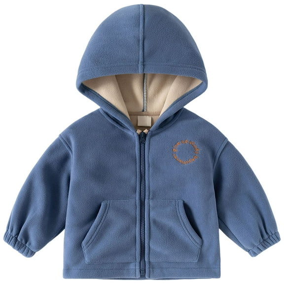 Gubotare Boys Jacket Fleece Toddler Boy Girl Fleece Coat Baby Winter with Hood Zipper Jacket Size 2T 3T,(Blue 2-3 Years)