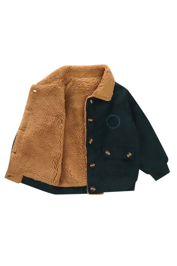 Boys Jacket Thin Toddler Baby Kids Boys Fur Jacket Winter Fleece Coat Thicken Warm Cardigan Outwear Size 12 18 Months (Green,12-18 Months)