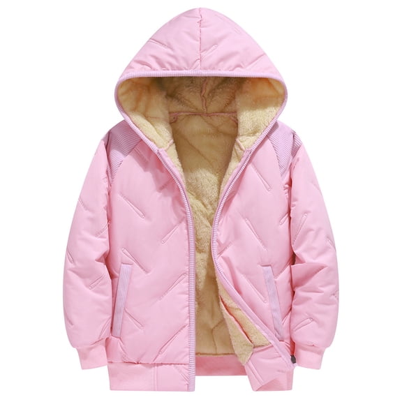 Gubotare Boys Jackets Boys Winter Coat Heavyweight Water Resistant Fleece Lined Insulated Quilted Boys Puffer Jacket Size 6-7 (Pink,6-7 Years)