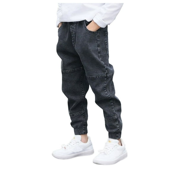 Gubotare Boys Jeans Kids Boys Denim Jeans Pants Tapered Leg Cotton Casual Trousers Slim Fit Cargo Joggers 4T 5T 6T 7T 8-12 Years,Dark Gray 4-5 Years