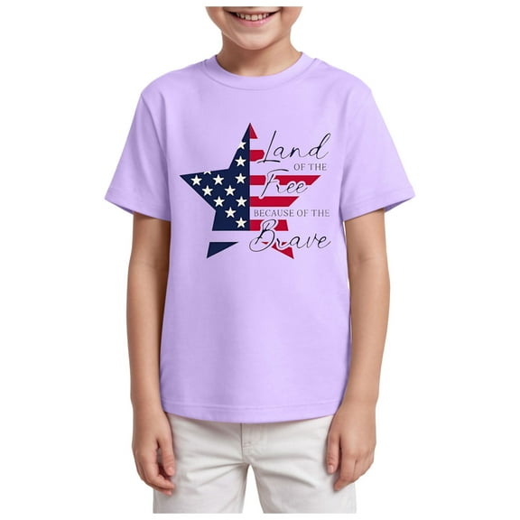Gubotare Boys July 4th Shirts Unisex Kids Tie Dye T Shirts for Boys Girls Short Sleeve Colorful Tee (Purple,Size 5-6 Years)
