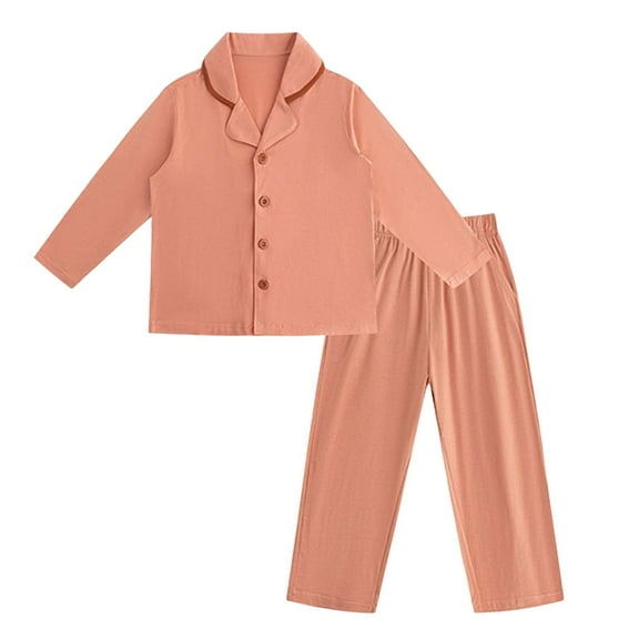 Gubotare Boys Long Sleeve Pajama Set Boys Pajamas Winter Long Sleeve Children Set Cotton Little Kids Pjs Sleepwear Size 7-8 (Orange,7-8 Years)