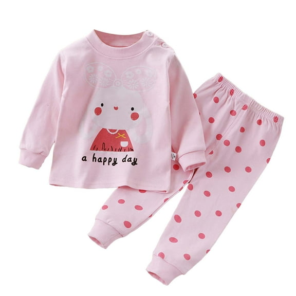 Gubotare Boys Long Sleeve Pajama Set Children's Basic Sleepwear Set - Printed Long Sleeve Pajamas Size 6T 7T (Pink,6-7 Years)