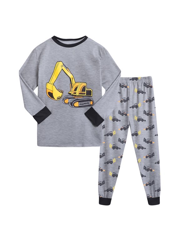 Boys Pajama Boys' Simple Pattern Pajamas - Essential Cotton Sleep Set Size 5-6 (Yellow,5-6 Years)