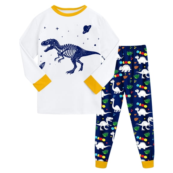 Gubotare Boys Pajama Pants Set Toddler Boys' Footless Pajama Set - Long Sleeve & Pants 5T 6T (Yellow,5-6 Years)