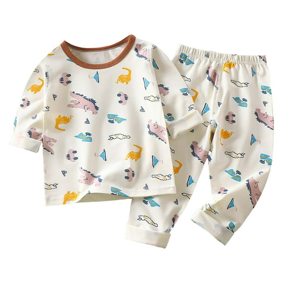Gubotare Boys Pajama Pants Set Toddler Pajamas Boys Girls Baby Pjs Sets Kids 2pcs Snug fit Long-Sleeve Sleepwear Size 18 24 Months (White,18-24 Months)
