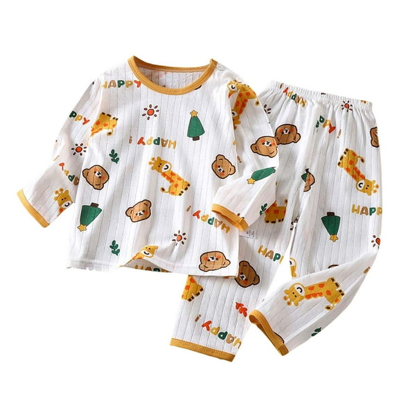 Gubotare Boys' Pajama Sets Kids' Everyday Printed Sleepwear - Soft Long Sleeve Pajama Outfit Size 7-8 (Orange,7-8 Years)