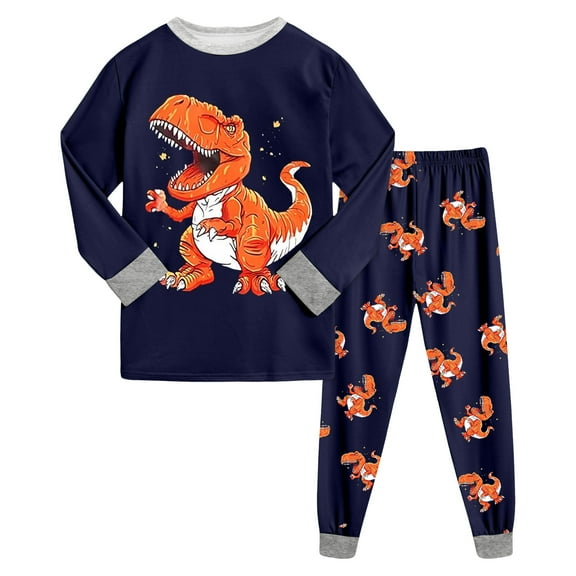Gubotare Boys Pajama Sets Pajamas Set Long Sleeve 2 Piece Pjs Soft Comfy fit Lounge Sleepwear Size 7-8 (Orange,7-8 Years)