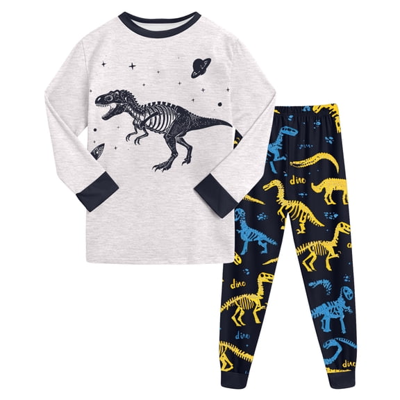 Gubotare Boys' Pajama Sets Toddler Baby Pajamas Set Pjs - Kids Toddler Boy Girl Long Sleeve Snug Fit Sleepwear 2pcs Size 6-7 Years (Light Gray,6-7 Years)