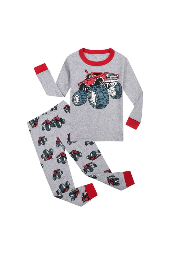 Boys Pajamas Boys' Long Sleeve Pajama Set Cotton Sleepwear Size 11-12 Years (Light Gray,11-12 Years)