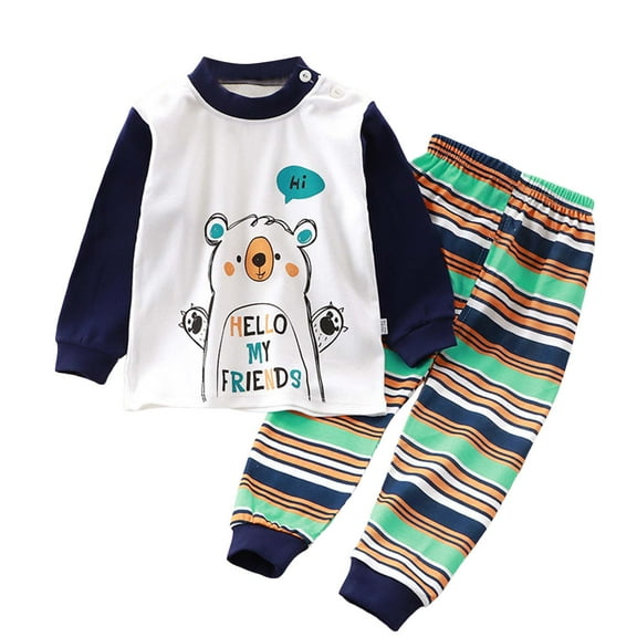 Gubotare Boys Pajamas Kids' Classic Printed PJs - Long Sleeve Comfort Sleep Set Size 5T 6T (White,5-6 Years)