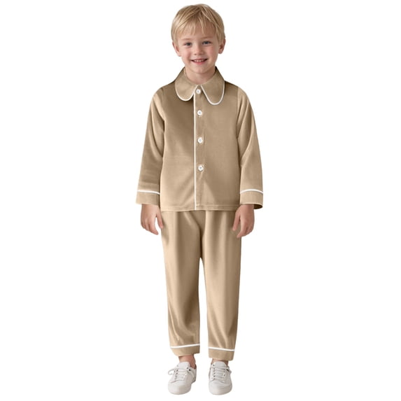 Gubotare Boys Pajamas Long Sleeve Soft Breathable Baby Toddler Boys Girls Snug fit Pjs Pajamas Set Sleepwear Daily Size 9 12 Months (Khaki,9-12 Months)