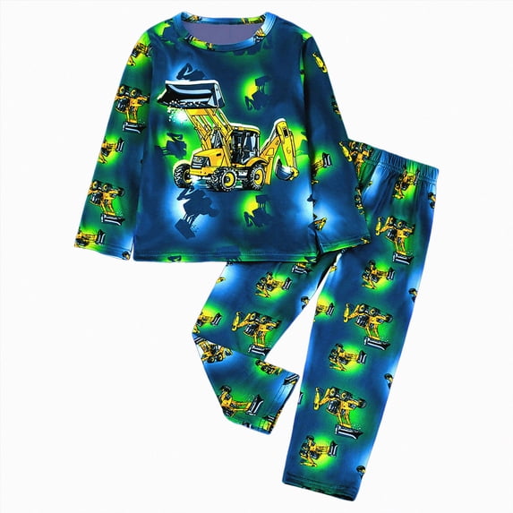 Gubotare Boys Pajamas Planet 100% Cotton Sleepwear Toddler Kids 2 Piece Long Sleeve Pjs 3-10 Years (Light Green, 7-8 Years)