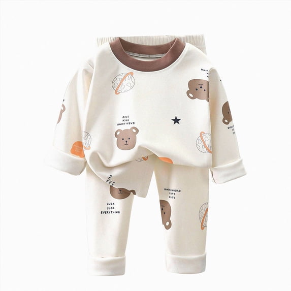 Gubotare Boys Pajamas Sets Infant Boys' 2-Piece PJ Set Comfortable Printed Sleepwear 3T 4T (Brown,3-4 Years)