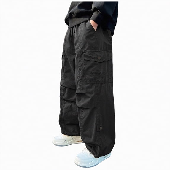 Gubotare Boys Pants Boys Cargo Pants Kids Pants Cargo Pants Kids Pocket Pants Casual Outwear Pants Size 7-8 (Black,7-8 Years)