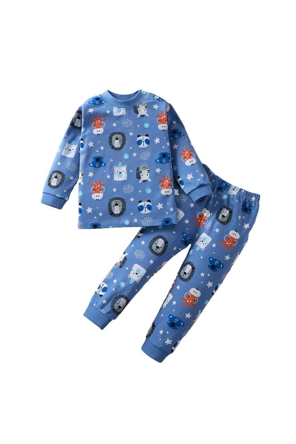 Boys Pjs Long Sleeve Toddler Boys Pajamas Truck Tractor Pjs 2 Piece Pajama Sets Size 18 24 Months (Sky Blue,18-24 Months)