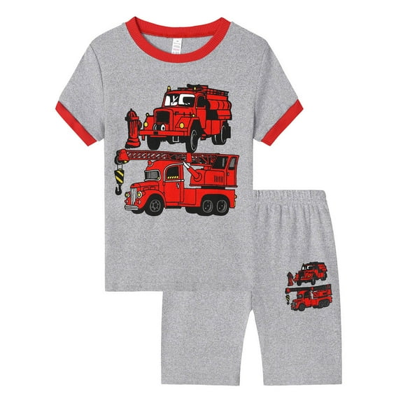 Gubotare Boys Pjs Soft Pajamas for Toddler Boys Short Sleeve Sleepwear with Shorts Cool Print Pjs Comfort Loungewear Size 8-9T (Red,8-9 Years)
