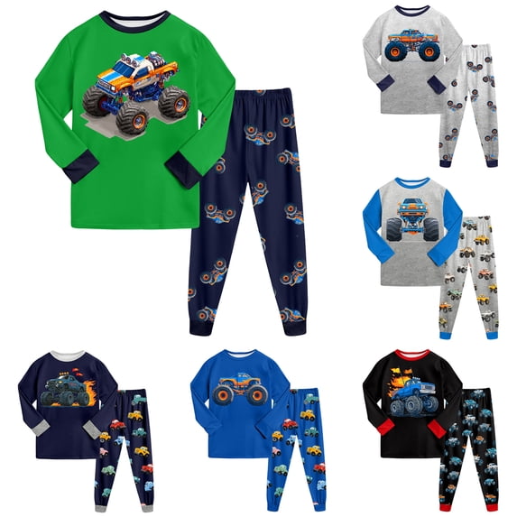 Gubotare Boys Planet Pajamas Sets 100% Cotton Pjs Toddler 2 Piece Long Sleeve Sleepwear Kids Clothes Sets Dinosaur Shirts Sky Blue,Size 1-2 Years