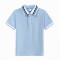 thumbnail image 1 of Gubotare Boys Polo Shirts Boys Striped Polo Shirt Short Sleeve Golf Shirt School Uniform Shirts Summer Active Performance Tops for Kid Size 7-8 (Blue,7-8 Years), 1 of 7