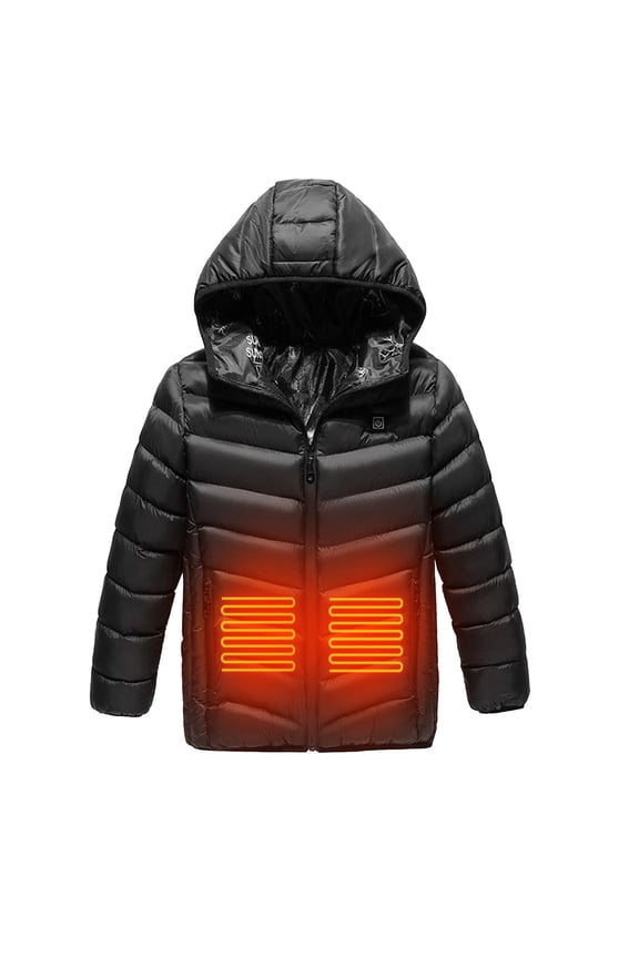 Boys Puffer Jacket with Hood Boy Winter Coat Warm Quilted Puffer Water Resistant Jacket with Hood (Black,10-12 Years)