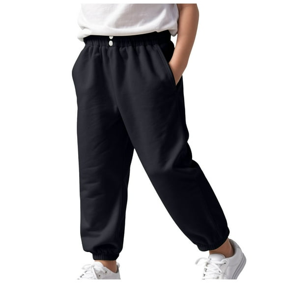 Gubotare Boys' Pull on Jogger Pants Boy Uniform Pants (Black,9-10 Years)
