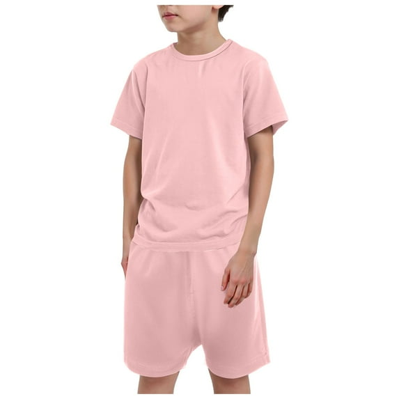 Gubotare Boys' Pyjama Sets Boys Pajamas Little Boys Summer Pajamas 2 Piece Short Sleeve Top and Shorts Sets Kids Pjs Sleepwears Size 6-7T (Pink,6-7 Years)