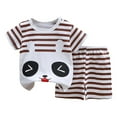 thumbnail image 1 of Gubotare Boys Raglan Shorts Sets Boys Short Sleeve T-Shirt and Shorts Set, 2-Piece Outfit Bundle for Boys 6 12 Months (Coffee,6-12 Months), 1 of 3
