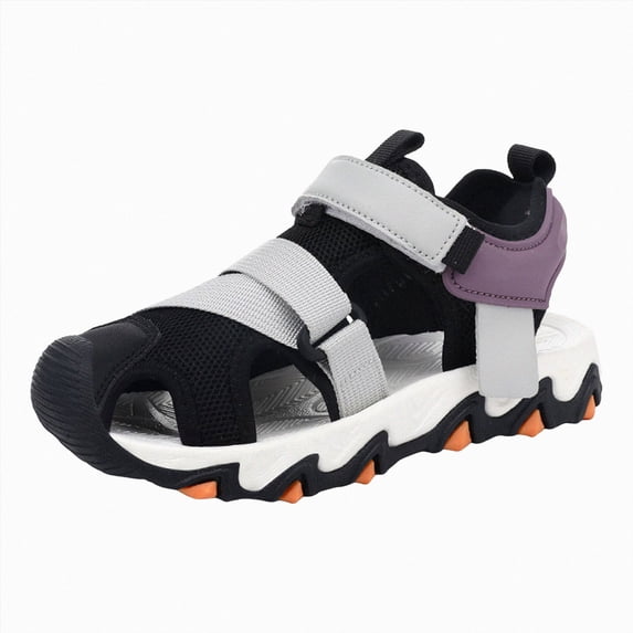 Gubotare Boys Sandals Kids Sandals Boys Girls Slide Footbed Slipper with Adjustable Straps for Little Kid/Big Kid Size 12 (Grey,12 Little Kid)