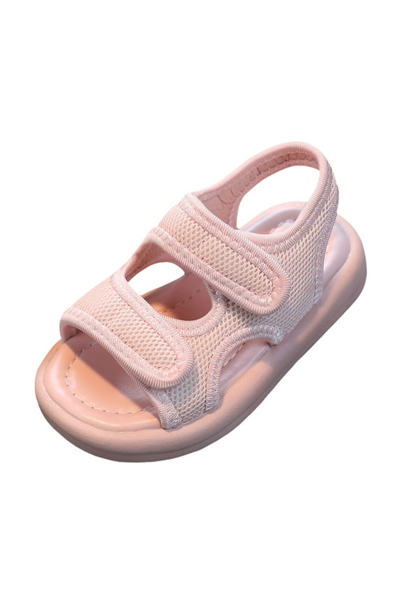 Boys Sandals Wide Unisex-Child Slides Double Buckle Adjustable Flat Sandals for Boys Girls Size 9 (Pink,9 Toddler)