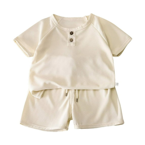 Gubotare Boys Sets Solid Color Toddler Baby Boy Clothes Summer Outfits Short Sleeve T-Shirt Shorts Set Boy Clothes Outfits Set 6 9 12 18 24 Months 2T 3T 4T (White,Size 12-18 Months)