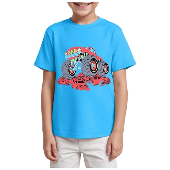 Gubotare Boys Shirts Baby and Toddler Boys' Animal Short Sleeve Graphic T-Shirts Sizes 5-6T (Sky Blue,5-6 Years)