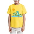 thumbnail image 1 of Gubotare Boys Shirts Dinosaur Graphic Little Boys Shirts & Tops Children Teen Tops Casual Kids T-Shirt Boys Clothes Girls Dinosaur Print Boys Tops Size 9-10 Years (Yellow,9-10 Years), 1 of 4