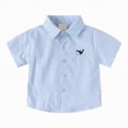 thumbnail image 1 of Gubotare Boys Shirts Dress Toddler Boys' Short Sleeve Cotton Casual Button-Down Shirt Size 7-8 (Light Blue,7-8 Years), 1 of 9