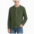thumbnail image 1 of Gubotare Boys Shirts Long Sleeve Long Sleeve Shirts Toddler Kids Girls Boys Long Classic Loose Long Solid T Shirt Tee Tops Size 11-12 (AG,11-12 Years), 1 of 5