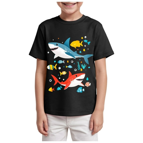 Gubotare Boys Shirts Youth Boys Tshirts Kids Baby Cartoon Short Sleeve Crewneck T Shirts Tops Tee Clothes for Children Size 5T 6T (Black,5-6 Years)
