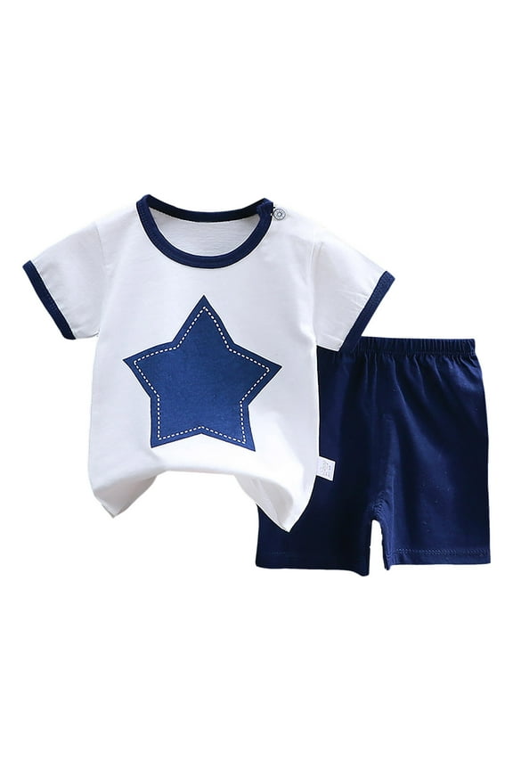 Boys Short Sets Boys Youth Big Kids Athletic Active Performance Sports 2 Piece Graphic T-Shirt Top and Basketball Short Set 18 24 Months (Dark Blue,18-24 Months)