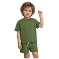 thumbnail image 1 of Gubotare Boys' Short Sets Color Block Toddler Baby Boy Girl Summer Clothes Short Sleeve T-Shirt Shorts Set 2Pcs Outfit 6 9 12 18 24 Months 2T 3T 4T (Green,Size 18-24 Months), 1 of 9