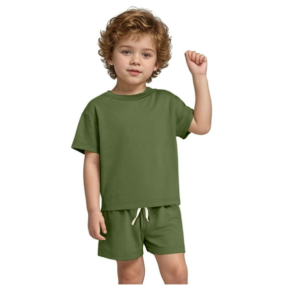 Gubotare Boys' Short Sets Color Block Toddler Baby Boy Girl Summer Clothes Short Sleeve T-Shirt Shorts Set 2Pcs Outfit 6 9 12 18 24 Months 2T 3T 4T (Green,Size 18-24 Months)