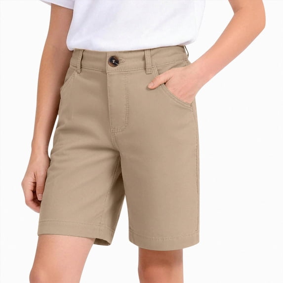 Gubotare Boys Shorts Casual Lightweight Quick Dry Stretch Pull on Chino Golf Shorts Teen Girls Kids School Uniform Clothes Size 15-16 (Khaki,15-16 Years)