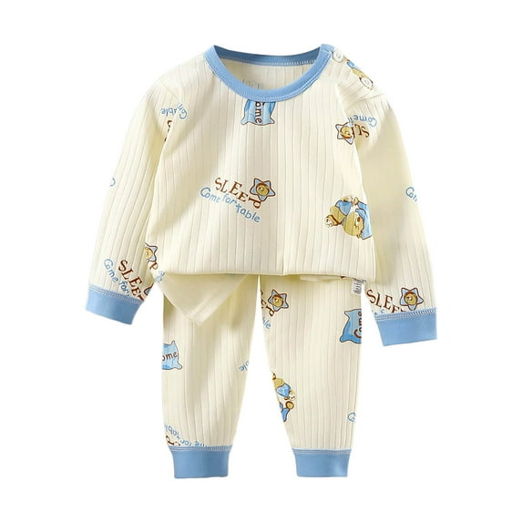 Gubotare Boys' Sleepwear Toddler Boys' Long Sleeve Pajamas - Cozy Winter Sleep Set Size 4T 5T (Beige,4-5 Years)