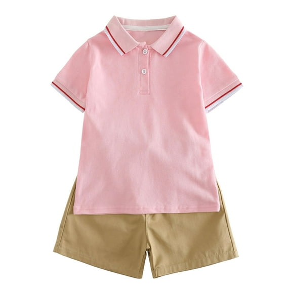 Gubotare Boys Summer Clothes Boys Clothing Sets Loose Athletic Performance Crew Neck T-Shirt and Short Outfits,15-16 Years Pink