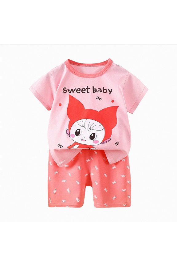 Boys Summer Clothes Set Toddler Boys Short Sleeve Shirt Set Kids Tee Shirt with Short Summer Clothes Set 5T 6T (Watermelon Red,5-6 Years)