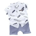 thumbnail image 1 of Gubotare Boys Summer Shirt Outfits Toddler Baby Boy Summer Outfit Short Sleeve Print Button Down Shirt Top and Casual Shorts Set Cute Clothes (White,Size 3-4 Years), 1 of 5