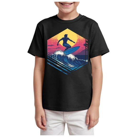Gubotare Boys Summer Shirts Boys' Excavator Short Sleeve Crewneck T-Shirts Top Tee Toddler Boys' T-Shirt Size 7-8 Years (Black,7-8 Years)