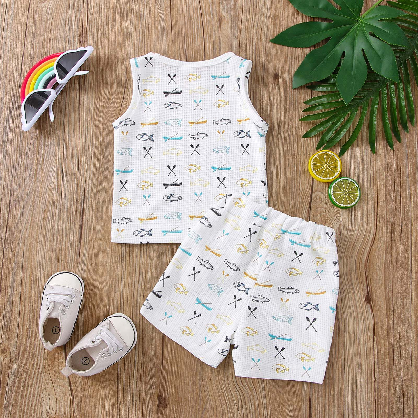 Boy's Short Sleeve Casual Shorts Set