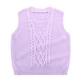thumbnail image 1 of Gubotare Boys Sweater Boys Girls Sweater Vest V-Neck Vests Kids Uniform Sleeveless Knit Sweaters for Children 4T 5T (Purple,4-5 Years), 1 of 6
