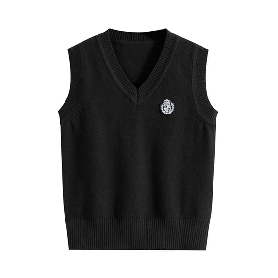 Gubotare Boys Sweater Vest Uniform Boys Girls Sweater Vest V-Neck Vests Kids Uniform Sleeveless Knit Sweaters for Children Size 7-9 (Black,7-9 Years)