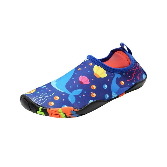 Gubotare Boys Swim Shoes Kids Water Shoes Boys Girls Aqua Socks Beach Sport Slip on Sneakers Barefoot Sock Shoe for Toddler Babys (Dark Blue,Little Kids 13)
