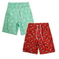 thumbnail image 1 of Gubotare Boys Swim Shorts Kids Swim Trunks Boys Swimwear Summer Toddler Beach Board Shorts Bathing Suit 2 Pack 5T 7T 8T 10T 14T,Red/Light Green 7-8 Years, 1 of 9