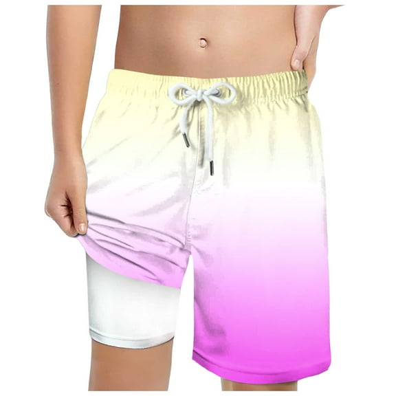 Gubotare Boys Swim Trunks Little Boys Swim Trunks Quick Dry Swimsuit Beach Graphic Print Drawstring Shorts Summer Bathing Suit (Purple,Size 6-7 Years)